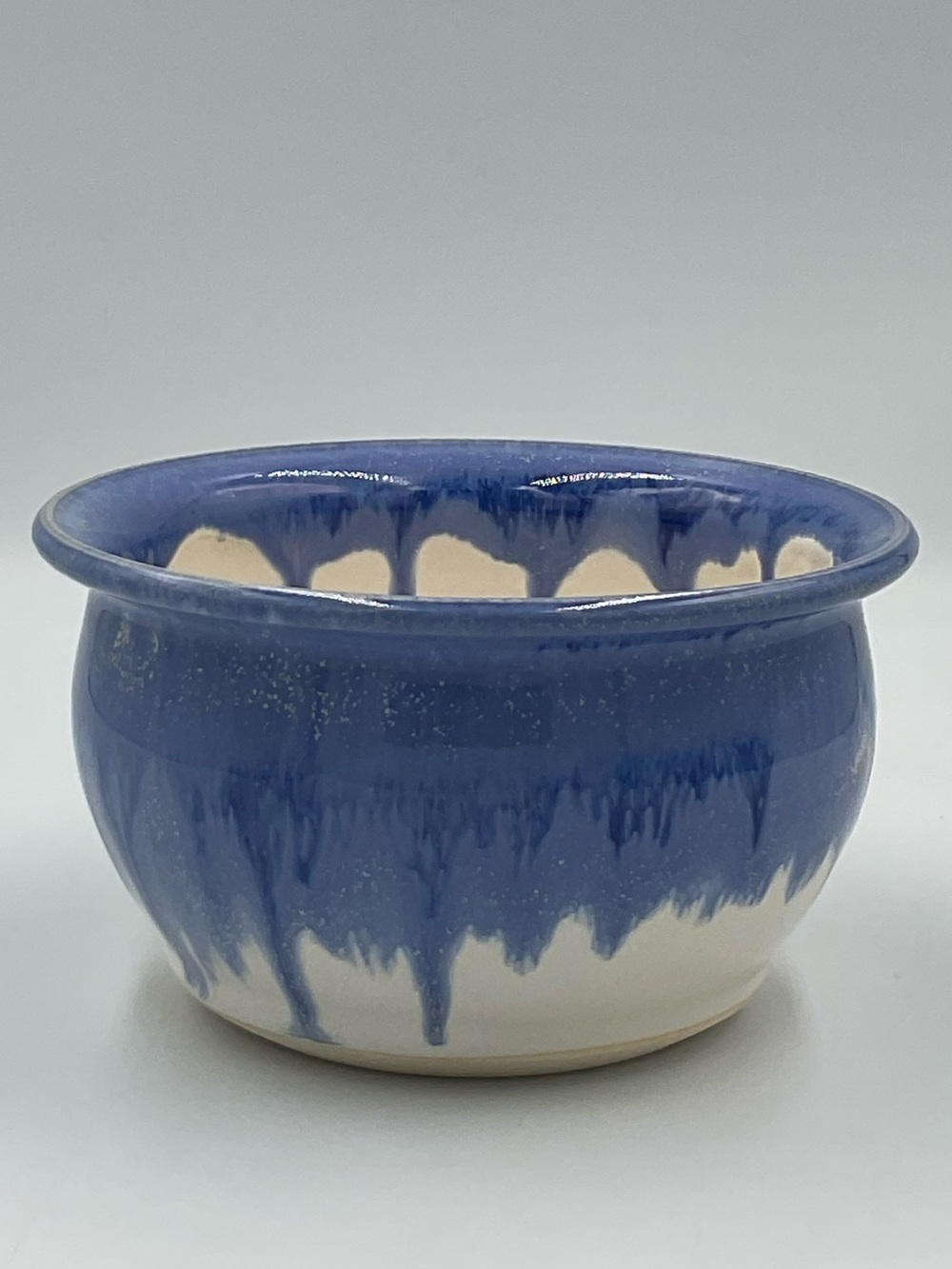 Blue Drip Studio Pottery Hand Thrown Bowl with Single Handle - Picture 2 of 9